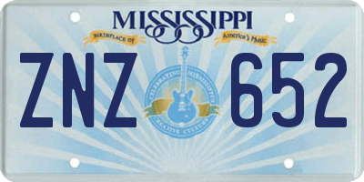 MS license plate ZNZ652