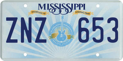 MS license plate ZNZ653