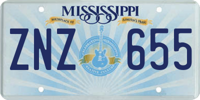 MS license plate ZNZ655