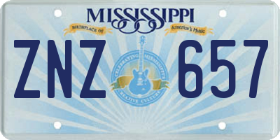MS license plate ZNZ657