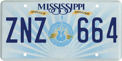 MS license plate ZNZ664