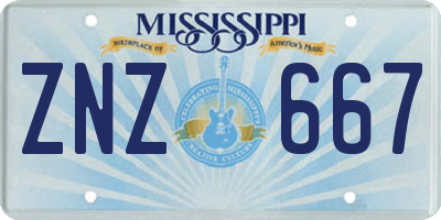 MS license plate ZNZ667