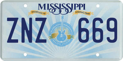 MS license plate ZNZ669
