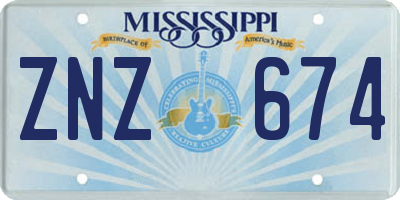 MS license plate ZNZ674