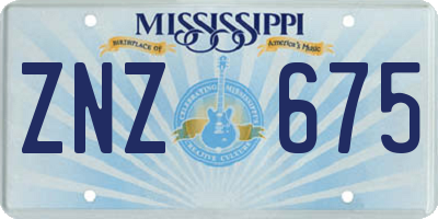 MS license plate ZNZ675