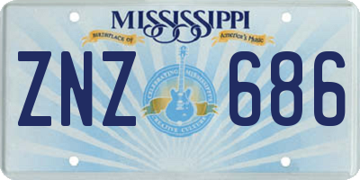 MS license plate ZNZ686