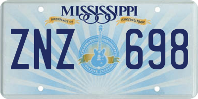 MS license plate ZNZ698