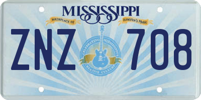 MS license plate ZNZ708