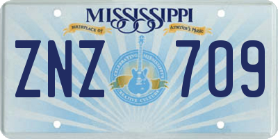 MS license plate ZNZ709