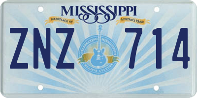 MS license plate ZNZ714