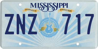 MS license plate ZNZ717