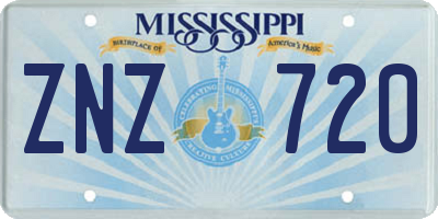MS license plate ZNZ720