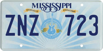 MS license plate ZNZ723