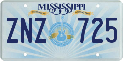 MS license plate ZNZ725