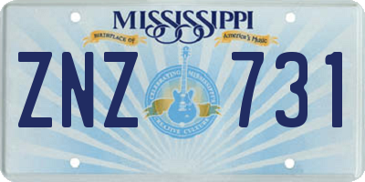 MS license plate ZNZ731