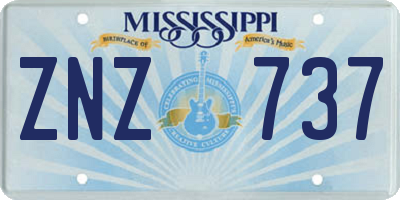 MS license plate ZNZ737