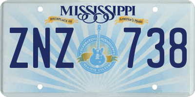 MS license plate ZNZ738