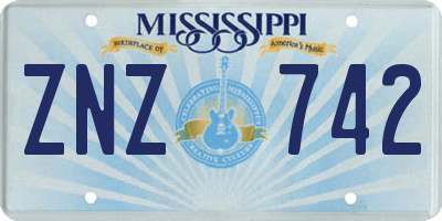 MS license plate ZNZ742