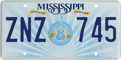 MS license plate ZNZ745