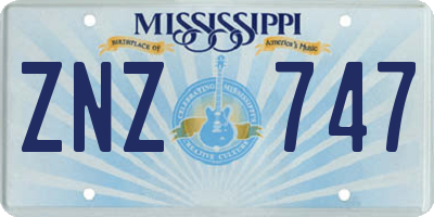 MS license plate ZNZ747
