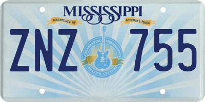 MS license plate ZNZ755