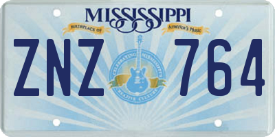 MS license plate ZNZ764