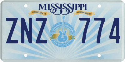 MS license plate ZNZ774