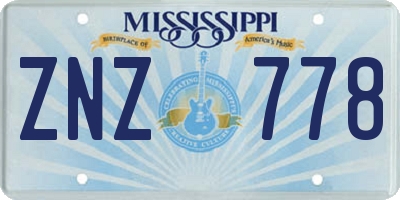 MS license plate ZNZ778