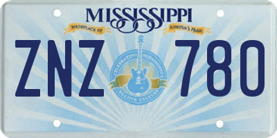 MS license plate ZNZ780