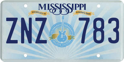 MS license plate ZNZ783