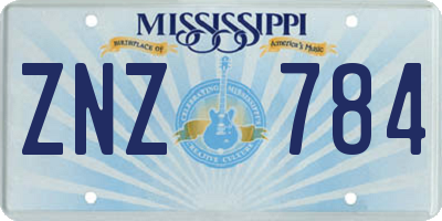 MS license plate ZNZ784