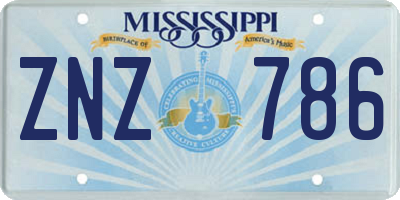 MS license plate ZNZ786