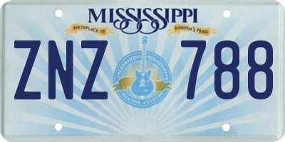MS license plate ZNZ788