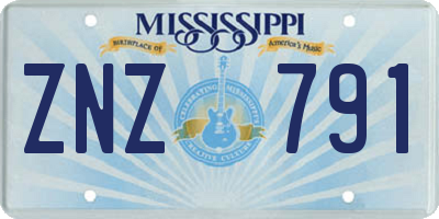 MS license plate ZNZ791