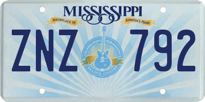 MS license plate ZNZ792