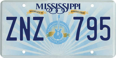 MS license plate ZNZ795