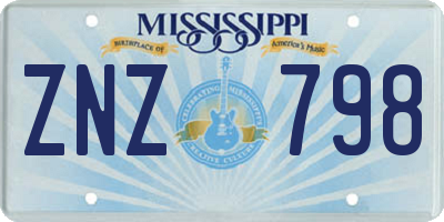 MS license plate ZNZ798