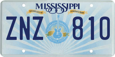 MS license plate ZNZ810