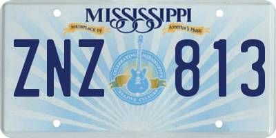 MS license plate ZNZ813
