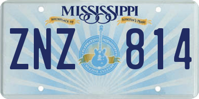 MS license plate ZNZ814