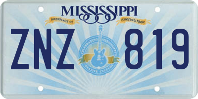 MS license plate ZNZ819