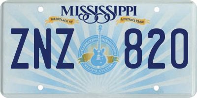 MS license plate ZNZ820