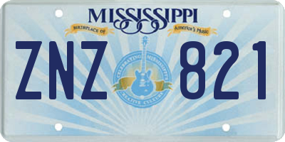 MS license plate ZNZ821