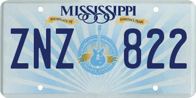 MS license plate ZNZ822