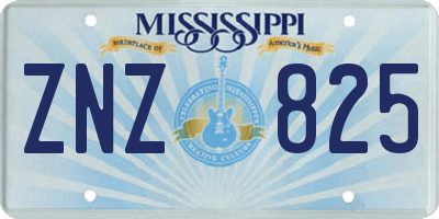 MS license plate ZNZ825