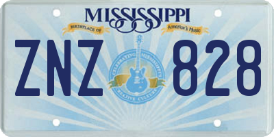 MS license plate ZNZ828