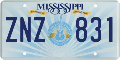 MS license plate ZNZ831