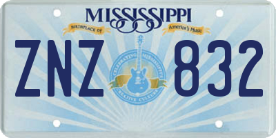 MS license plate ZNZ832