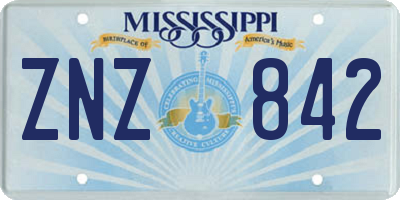 MS license plate ZNZ842