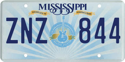MS license plate ZNZ844